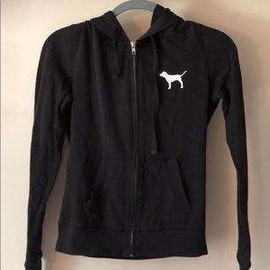 PINK Black Zip Up Hoodie Size XS